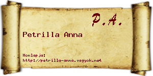 Petrilla Anna névjegykártya
